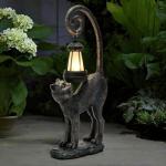 ZioWio Solar Cat Garden Decor Outdoor Statue - Cat with LED Waterproof Sculptures Lights, Cute Pond/Yard Statues Outside Decoration, Home, Lawn, Patio, Resin Animal Ornament, Women/Gardening Gift