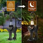 ZioWio Solar Cat Garden Decor Outdoor Statue - Cat with LED Waterproof Sculptures Lights, Cute Pond/Yard Statues Outside Decoration, Home, Lawn, Patio, Resin Animal Ornament, Women/Gardening Gift