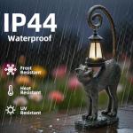 ZioWio Solar Cat Garden Decor Outdoor Statue - Cat with LED Waterproof Sculptures Lights, Cute Pond/Yard Statues Outside Decoration, Home, Lawn, Patio, Resin Animal Ornament, Women/Gardening Gift