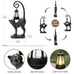 ZioWio Solar Cat Garden Decor Outdoor Statue - Cat with LED Waterproof Sculptures Lights, Cute Pond/Yard Statues Outside Decoration, Home, Lawn, Patio, Resin Animal Ornament, Women/Gardening Gift