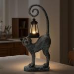 ZioWio Solar Cat Garden Decor Outdoor Statue - Cat with LED Waterproof Sculptures Lights, Cute Pond/Yard Statues Outside Decoration, Home, Lawn, Patio, Resin Animal Ornament, Women/Gardening Gift