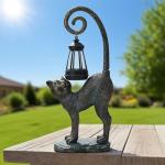 ZioWio Solar Cat Garden Decor Outdoor Statue - Cat with LED Waterproof Sculptures Lights, Cute Pond/Yard Statues Outside Decoration, Home, Lawn, Patio, Resin Animal Ornament, Women/Gardening Gift