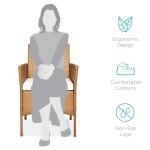 Best Choice Products 3-Piece Outdoor Wicker Conversation Bistro Set, Space Saving Patio Furniture for Garden w/Side Table - Natural/Ivory