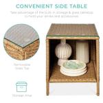 Best Choice Products 3-Piece Outdoor Wicker Conversation Bistro Set, Space Saving Patio Furniture for Garden w/Side Table - Natural/Ivory