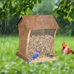 Bird Feeder, Heavy Duty Metal Wild Bird Feeders for Outdoors Hanging, 5 Lbs Extra Large Retro Birdfeeder for Garden Yard Outside Backyard, Easy Fill