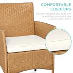 Best Choice Products 3-Piece Outdoor Wicker Conversation Bistro Set, Space Saving Patio Furniture for Garden w/Side Table - Natural/Ivory