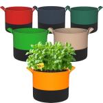 RVZHI 10 Gallon Grow Bags: 6 Pack 350G Heavy Duty Thickened Colorful Potato Grow Bags with Handles - Felt Nonwoven Garden Fabric Bags Gardening Pots for Vegetable Fruit Flowers Herbs Tomato Growing