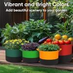 RVZHI 10 Gallon Grow Bags: 6 Pack 350G Heavy Duty Thickened Colorful Potato Grow Bags with Handles - Felt Nonwoven Garden Fabric Bags Gardening Pots for Vegetable Fruit Flowers Herbs Tomato Growing