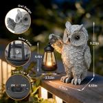 KARTOOSH Solar Garden Statue Owl, Outdoor Decor Resin Owl Light Statues for Yard, Patio, Lawn, Porch, Balcony Ornament, Garden Gift for Women Mom Grandma