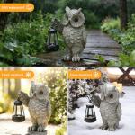 KARTOOSH Solar Garden Statue Owl, Outdoor Decor Resin Owl Light Statues for Yard, Patio, Lawn, Porch, Balcony Ornament, Garden Gift for Women Mom Grandma