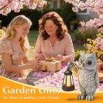 KARTOOSH Solar Garden Statue Owl, Outdoor Decor Resin Owl Light Statues for Yard, Patio, Lawn, Porch, Balcony Ornament, Garden Gift for Women Mom Grandma