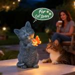VMANYFIRE 10 Inch Solar Cat Garden Statue with Butterfly LED Light - Unique Gifts for Mom Women Grandma, Sculpture Outdoor Decor for Patio, Porch, Yard, Lawn, Balcony