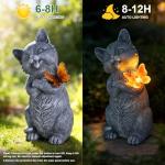 VMANYFIRE 10 Inch Solar Cat Garden Statue with Butterfly LED Light - Unique Gifts for Mom Women Grandma, Sculpture Outdoor Decor for Patio, Porch, Yard, Lawn, Balcony