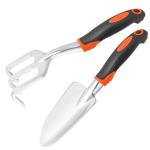 Garden Tool Set, 2 Pack Heavy Duty Gardening Tools Set Include Garden Shovel and Hand Rake Claw Tool with Ergonomic Handle, Small Gardening Hand Tools for Digging Weeding Planting Transplanting
