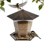 FUNPENY Bird Feeders for Outdoors Hanging, Gazebo Wild Bird Seed Feeder for Outside Roof Yard Garden Decorations, Brown