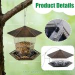 FUNPENY Bird Feeders for Outdoors Hanging, Gazebo Wild Bird Seed Feeder for Outside Roof Yard Garden Decorations, Brown