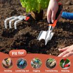 Garden Tool Set, 2 Pack Heavy Duty Gardening Tools Set Include Garden Shovel and Hand Rake Claw Tool with Ergonomic Handle, Small Gardening Hand Tools for Digging Weeding Planting Transplanting