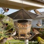 FUNPENY Bird Feeders for Outdoors Hanging, Gazebo Wild Bird Seed Feeder for Outside Roof Yard Garden Decorations, Brown