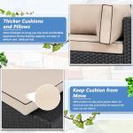 Shintenchi 7 Pieces Outdoor Patio Sectional Sofa Couch, Wicker Furniture Conversation Sets with Washable Cushions & Glass Coffee Table for Garden, Poolside, Backyard (Khaki)