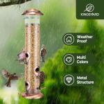 Kingsyard Metal Bird Feeders for Outdoors Hanging, Tube Bird Feeder with 6 Feeding Ports, 15 Inch, Chew-Proof & Weatherproof, Antique Copper