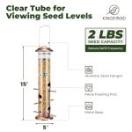 Kingsyard Metal Bird Feeders for Outdoors Hanging, Tube Bird Feeder with 6 Feeding Ports, 15 Inch, Chew-Proof & Weatherproof, Antique Copper
