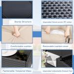 Shintenchi 7 Pieces Outdoor Patio Sectional Sofa Couch, Wicker Furniture Conversation Sets with Washable Cushions & Glass Coffee Table for Garden, Poolside, Backyard (Khaki)