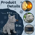 Miggley Dog Solar Garden Statue with LED Light - Outdoor Yard, Lawn, Patio French Bulldog Decor - Unique Birthday Housewarming Gift for Dad, Mom, Men, Women