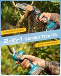 SEESII Mini Chainsaw & Electric Pruning Shears Combo, 6-inch Brushless Handheld Power Chain Saw, 1.2” Cutting Cordless Pruner for Tree Trimming, Tools Kit with 2x2000mAh Batteries, Fast Charger