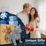 Miggley Dog Solar Garden Statue with LED Light - Outdoor Yard, Lawn, Patio French Bulldog Decor - Unique Birthday Housewarming Gift for Dad, Mom, Men, Women