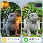 Miggley Dog Solar Garden Statue with LED Light - Outdoor Yard, Lawn, Patio French Bulldog Decor - Unique Birthday Housewarming Gift for Dad, Mom, Men, Women