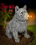 Miggley Dog Solar Garden Statue with LED Light - Outdoor Yard, Lawn, Patio French Bulldog Decor - Unique Birthday Housewarming Gift for Dad, Mom, Men, Women