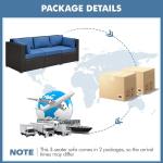 Yaheetech 3-Seat Patio Wicker Sofa, Outdoor Rattan Couch with Furniture Cover, Deep Seat High Back with Cushions & Throw Pillows for Deck/Porch/Balcony/Yard, Brown/Dark Blue