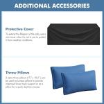 Yaheetech 3-Seat Patio Wicker Sofa, Outdoor Rattan Couch with Furniture Cover, Deep Seat High Back with Cushions & Throw Pillows for Deck/Porch/Balcony/Yard, Brown/Dark Blue