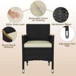 Yaheetech 7 Piece Patio Furniture Set, Outdoor Dining Acacia Wood Table Top Rattan Conversation Set with Soft Cushions, 6 Chairs & 1 Table for Backyard, Deck, Garden & Yard, Black/Beige