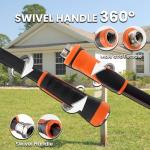 Giraffe Tools Garden Hose 5/8", Water Hose Heavy Duty, Flexible, Lightweight Hybrid Hose with Swivel Handle, with Watering Timer Nozzle and Yard Sprinkler, 100ft Male to Female Fittings, Burst 600 PSI