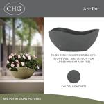 Classic Home and Garden Arc Unique Planter Bowl w/Drain Plug - UV Resistant Shallow Planter - Modern Plant Pot for Herbs (12” Concrete)