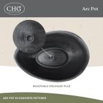 Classic Home and Garden Arc Unique Planter Bowl w/Drain Plug - UV Resistant Shallow Planter - Modern Plant Pot for Herbs (12” Concrete)