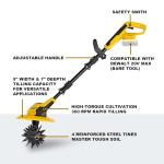 GELIDALITE 20V Cordless Garden Tiller Cultivator - Compatible with DeWalt 20V MAX Batteries, 9-in. Tilling Width & 7-in. Depth, 4 Steel Blades for Raised Beds and Flower Gardens, Battery Not Included