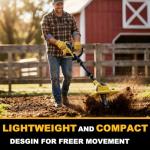 GELIDALITE 20V Cordless Garden Tiller Cultivator - Compatible with DeWalt 20V MAX Batteries, 9-in. Tilling Width & 7-in. Depth, 4 Steel Blades for Raised Beds and Flower Gardens, Battery Not Included
