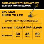 GELIDALITE 20V Cordless Garden Tiller Cultivator - Compatible with DeWalt 20V MAX Batteries, 9-in. Tilling Width & 7-in. Depth, 4 Steel Blades for Raised Beds and Flower Gardens, Battery Not Included