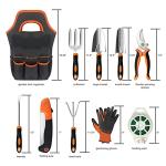 SETTECH Gardening Tools,10PCS Stainless Steel Heavy Duty Garden Tool Set,Non-Slip Ergonomic Handle and Outdoor Garden Shovel with Storage Gardening Kit,Garden Gifts for Women and Men