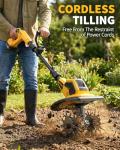 DEGGE Tiller, Cordless Tiller Cultivator with 48 Steel Tines, 9 inch Tilling Width and 6.7 inch Depth, 2 x 3.0Ah 21V Batteries & Charger, Gardening Tools for Lawn/Gardening/Soil Cultivation