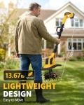 DEGGE Tiller, Cordless Tiller Cultivator with 48 Steel Tines, 9 inch Tilling Width and 6.7 inch Depth, 2 x 3.0Ah 21V Batteries & Charger, Gardening Tools for Lawn/Gardening/Soil Cultivation