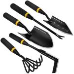 Kemaier Garden Tool Set - Featuring a Heavy-Duty Stainless Steel Hand Cultivator, Transplant Shovel, Trowel, Crack Weeder, and Dandelion Weeder - The Ultimate, Unbreakable Gardening Gift