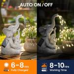 GIGALUMI Solar Garden Outdoor Statues for Women, Mom, Grandma. Elephant Figurine Housewarming and Birthday Gifts Outdoor Statue Light Decor Ornament for Backyard, Patio, Balcony, Lawn, Pond