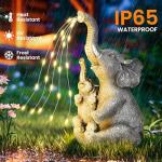 GIGALUMI Solar Garden Outdoor Statues for Women, Mom, Grandma. Elephant Figurine Housewarming and Birthday Gifts Outdoor Statue Light Decor Ornament for Backyard, Patio, Balcony, Lawn, Pond