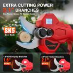 Electric Pruning Shears, Upgraded 2.1" Cutting Garden Shears with LCD Display, Brushless Motor Cordless Power Pruner with 2.0 Ah*2 Batteries for Garden Tree Pruner Branch