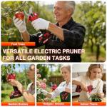 Electric Pruning Shears, Upgraded 2.1" Cutting Garden Shears with LCD Display, Brushless Motor Cordless Power Pruner with 2.0 Ah*2 Batteries for Garden Tree Pruner Branch