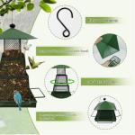 OUISJYER Green Metal Bird Feeder – Squirrel-Resistant Hanging Feeder with 4 Perches | Large Seed Capacity, 360° Mesh for Backyard & Garden