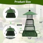 OUISJYER Green Metal Bird Feeder – Squirrel-Resistant Hanging Feeder with 4 Perches | Large Seed Capacity, 360° Mesh for Backyard & Garden
